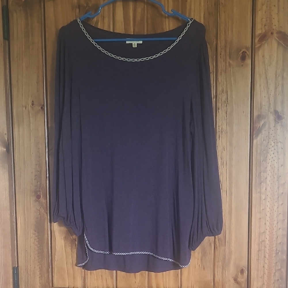 Max Studio Deep Purple Blouse with Chain Detail. Size M